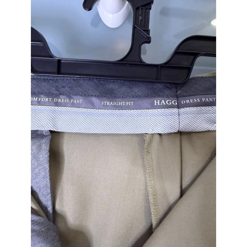 Men's Haggar Beige Straight Fit Dress Pants Waist 50